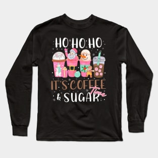 Christmas Coffee Cups with Retro Pink Santa Long Sleeve T-Shirt